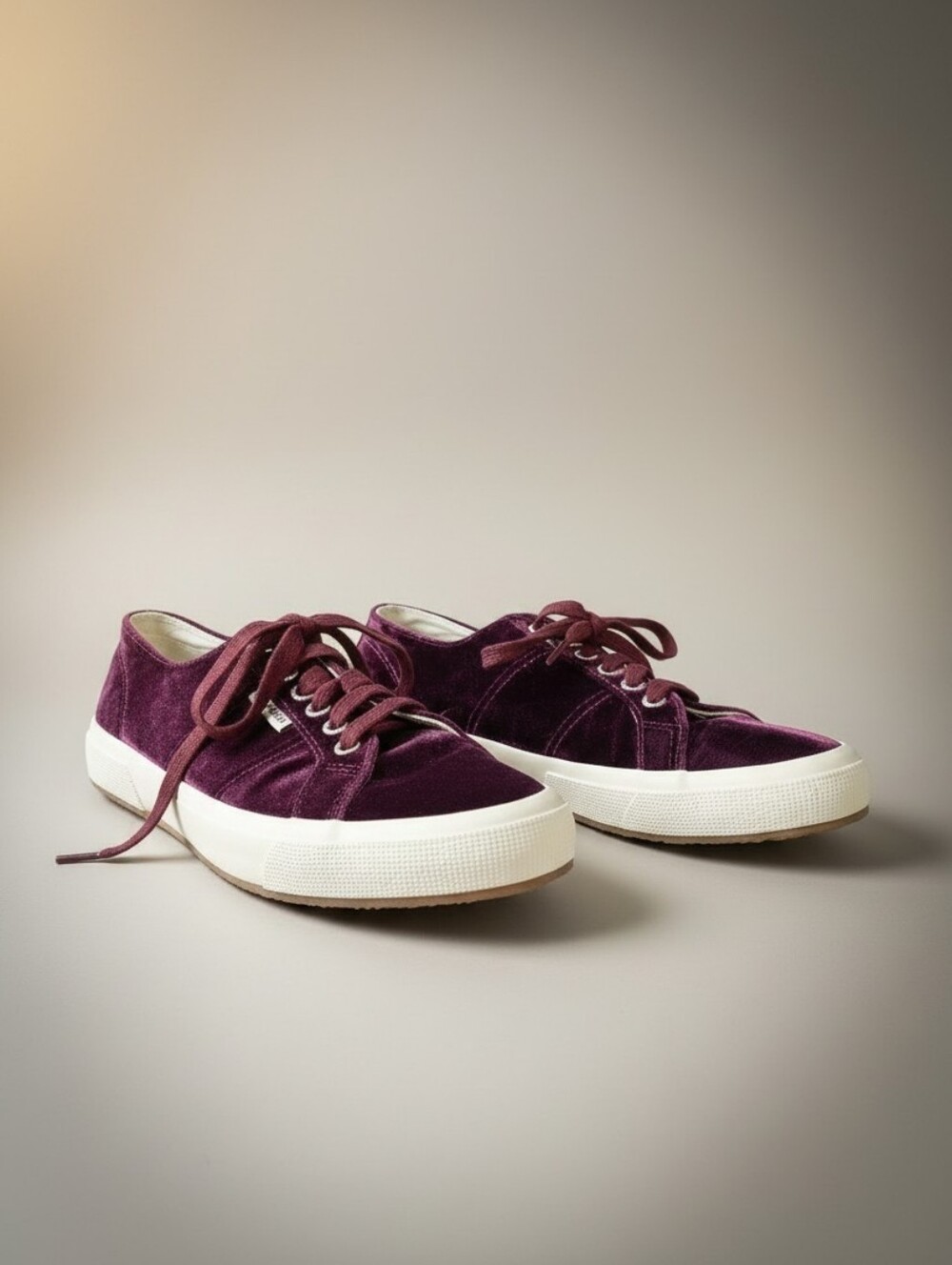 Superga 2750 Velvet Burgundy Sneakers Women's Size 8.5 Excellent Condition
